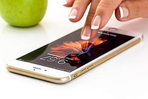 touching phone screen